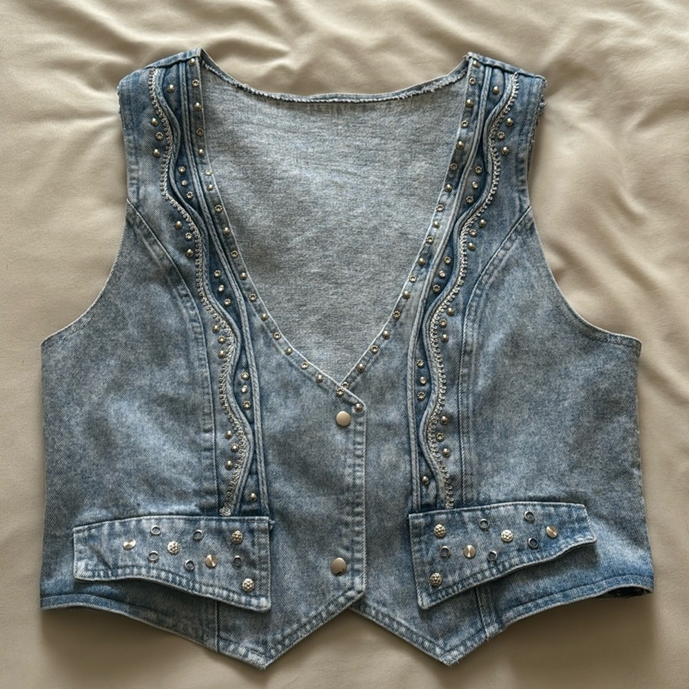 Thrifted denim vest